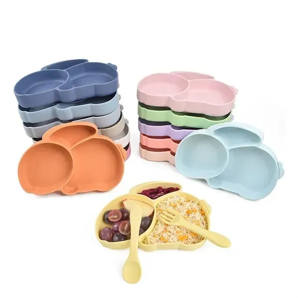 Silicone Baby Plate - Divided with Suction Cup
