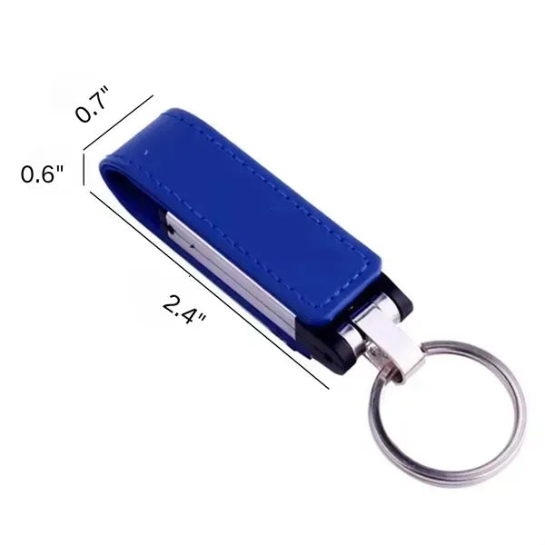 32GB Leather USB Keychain - High-Speed 3.0 Flash Drive