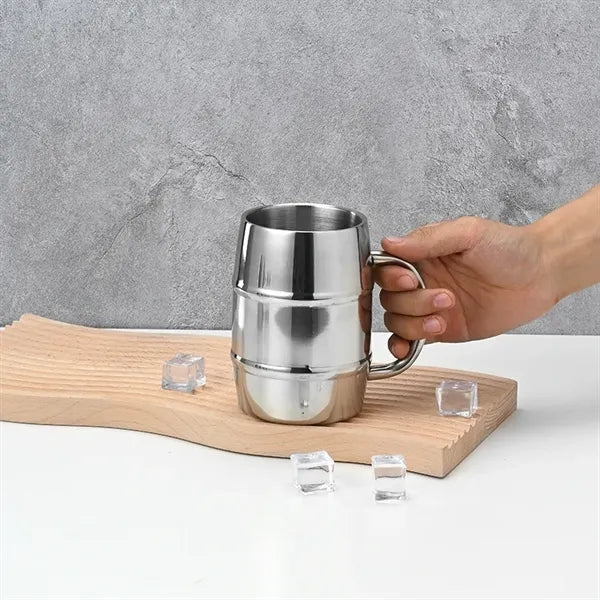 Beer Stein 15oz Stainless Steel Barrel Mug