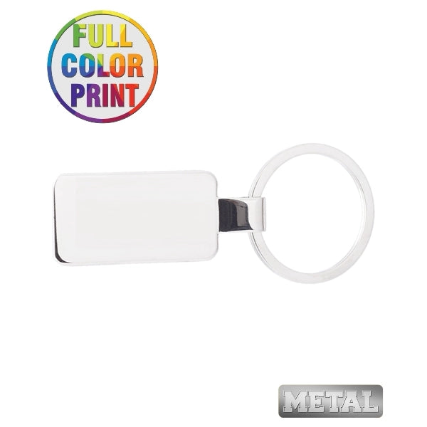 Rectangle Shaped Metal Keychain - Full Color