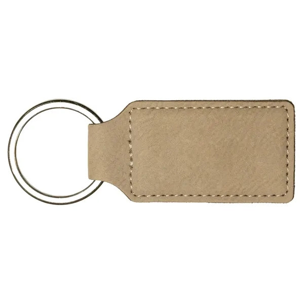 Light Brown Laserable Leatherette Rectangle Keychain