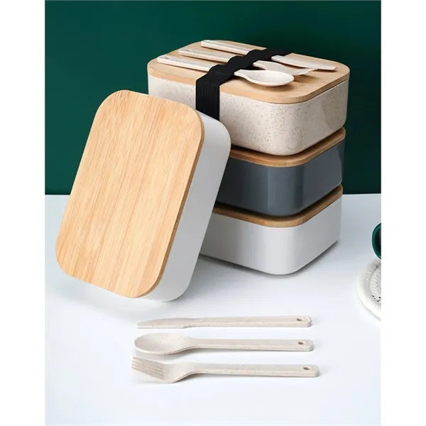 ECO Wheat Straw Food Storage Box with Bamboo Lid