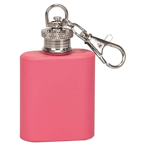 1oz. Pink Stainless Steel Flask Keychain