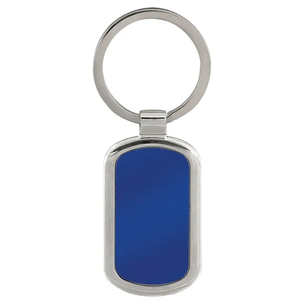 Blue Laserable Metal Rectangle Keychain