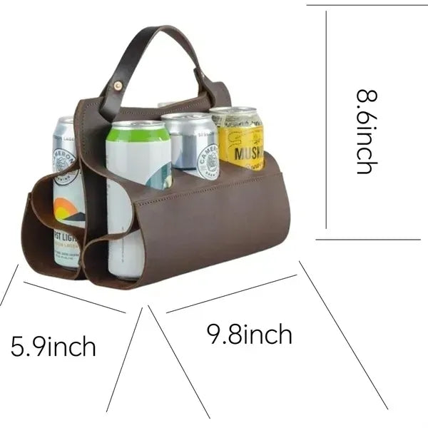 6 Cans PU Leather Beverage Carrier Bag