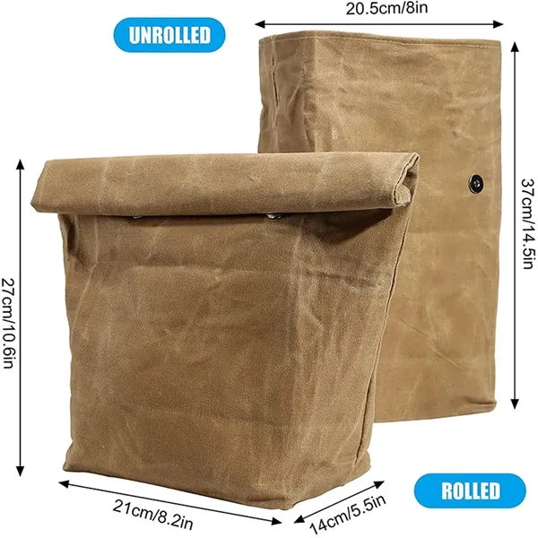 Insulated Leak Proof Magnetic Closure Waxed Canvas Lunch Bag