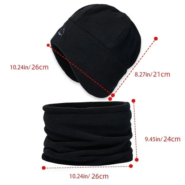 Winter fleece men's and women's warm hat scarf set