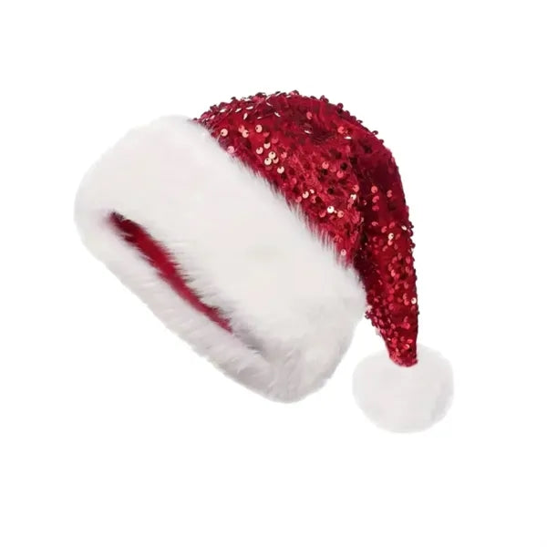 Christmas Santa Hat w/Sequins for Adult