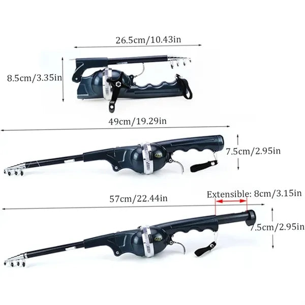Pocket Folding Telescopic Handle Fishing Rod Built-in Reel