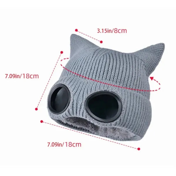 Ski windproof glasses hat for autumn and winter