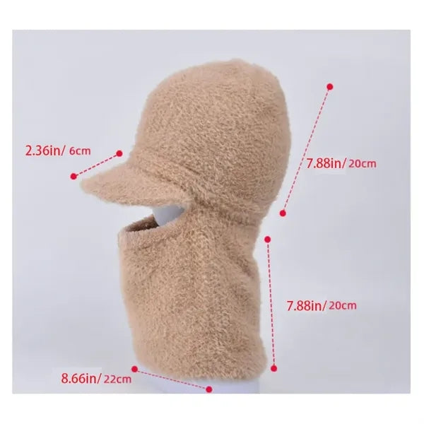Winter women's scarf one-piece knitted plush hat