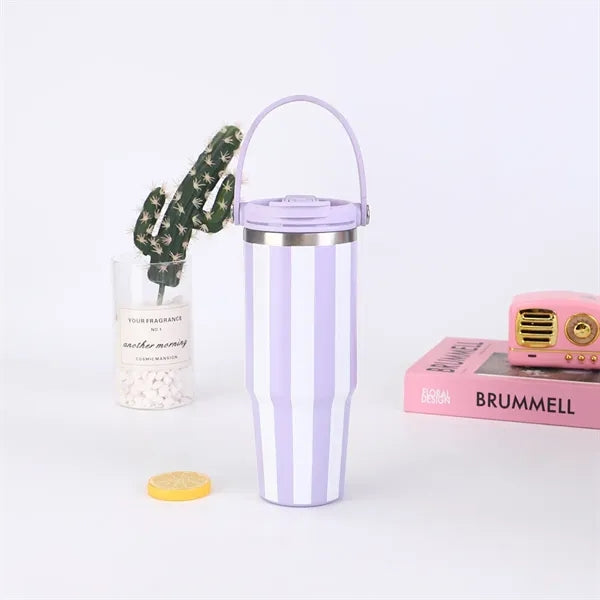 30oz Retro Stripes Double Drink Tumbler with Handle