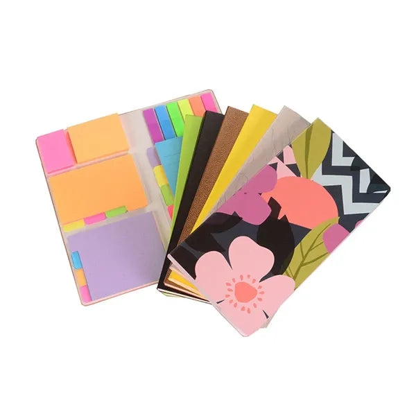 PU Leather Case Colorful Sticky Notes Set with Pen Holder