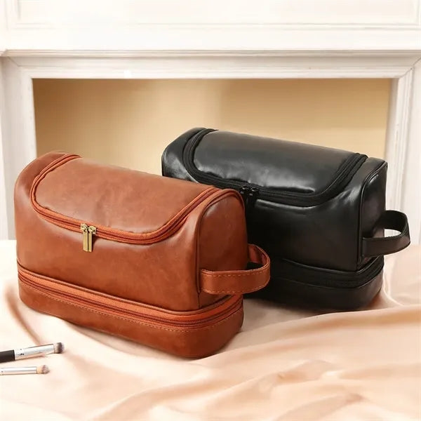 Leather Travel Cosmetic Organize Toiletry Bag Free Shipping