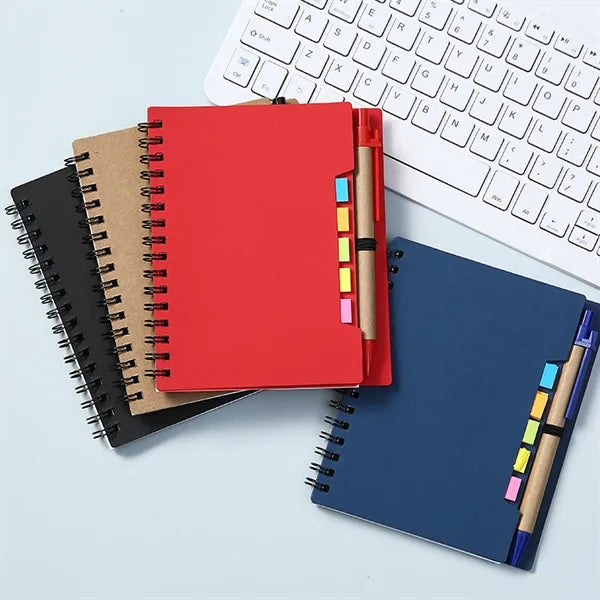 A5 Kraft Paper Cover Pocket Sticky Notebook