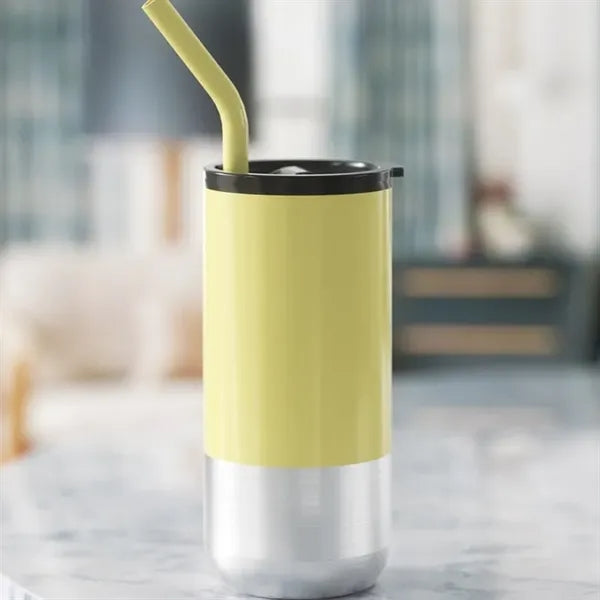 16oz Vacuum Insulated Coffee Mug with Silicone Straw