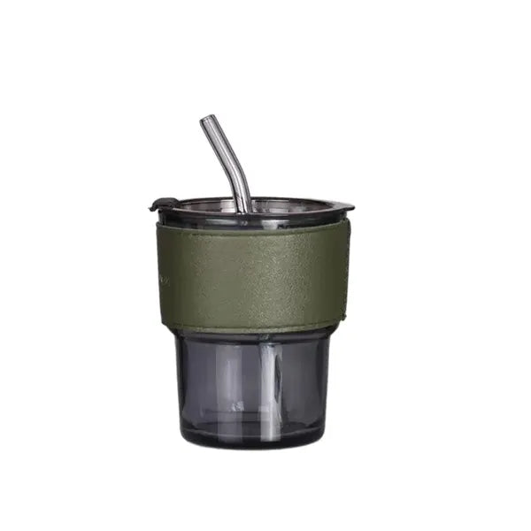 Glass bamboo cup with lid