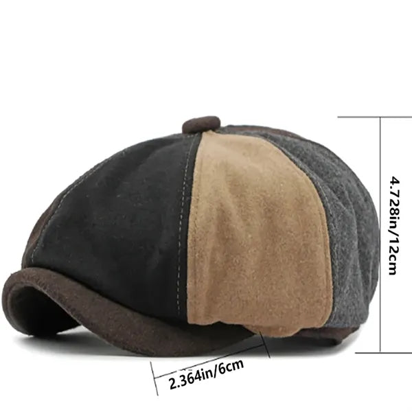 Color-block Classic Wool Beret for Autumn and Winter