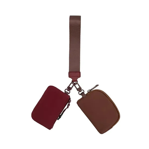Dual Pouch Nylon Wristlet Wallet