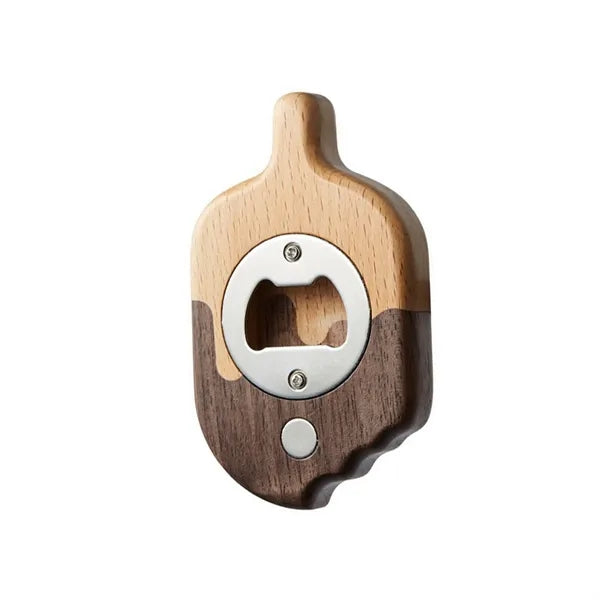 Ice Cream Shape Wooden Magnetic Bottle Opener