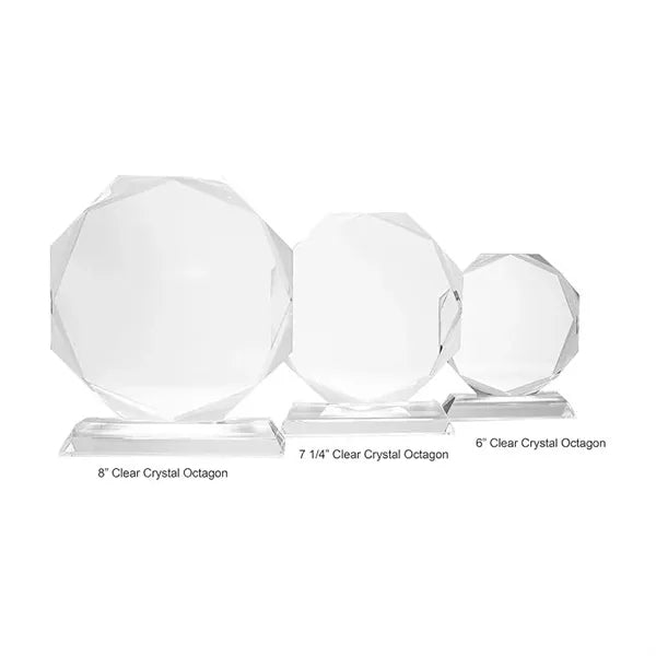 Octagonal Crystal Employee Award Glass Trophy Plaque