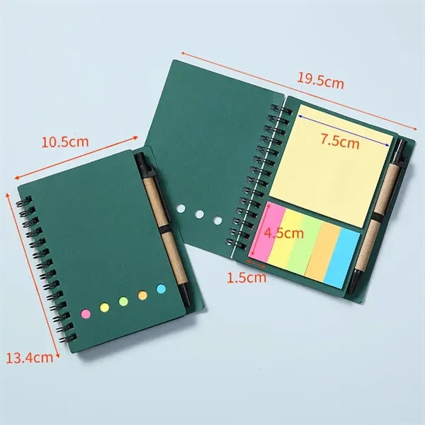 4.1 x 5.3 inch Lined Spiral Notebook with Pen & Sticky Note
