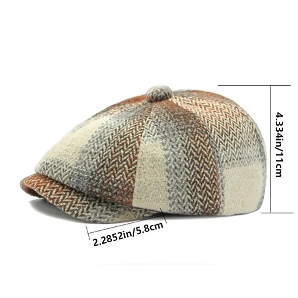 New Winter British Plaid Newsboy Cap for Women and Men