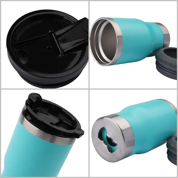 14Oz Insulated Can Cooler W/ Bottle Opener & Double Lids