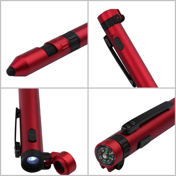 6 in 1 LED Tactical Pen & Multitool W/Compass