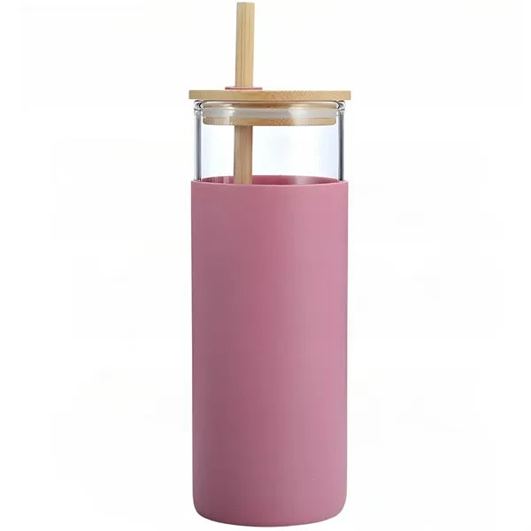 17 Oz Glass Tumbler with Lid and Straw