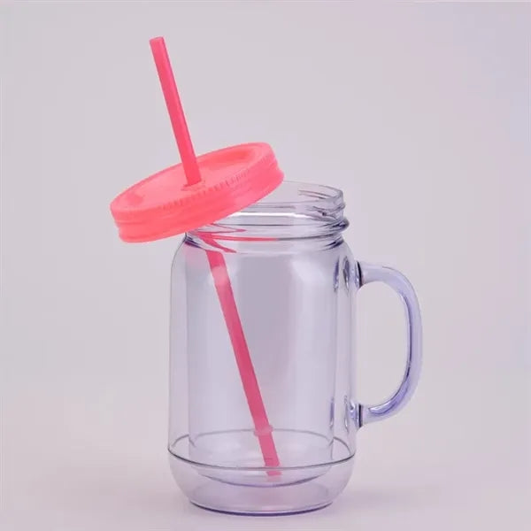 22oz Double Wall Mason Jar with Straw