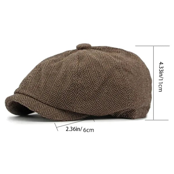 Male and female autumn British retro octagonal hat
