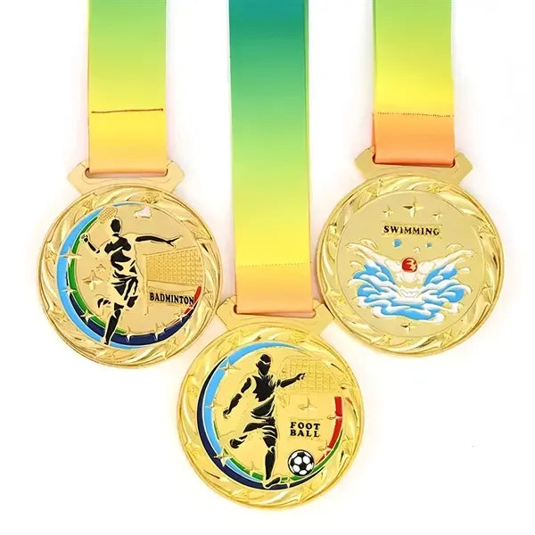 3D Gold Custom Competition Medal With Customizable Lanyard