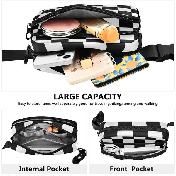 Racing Style Black & White Belt Bag