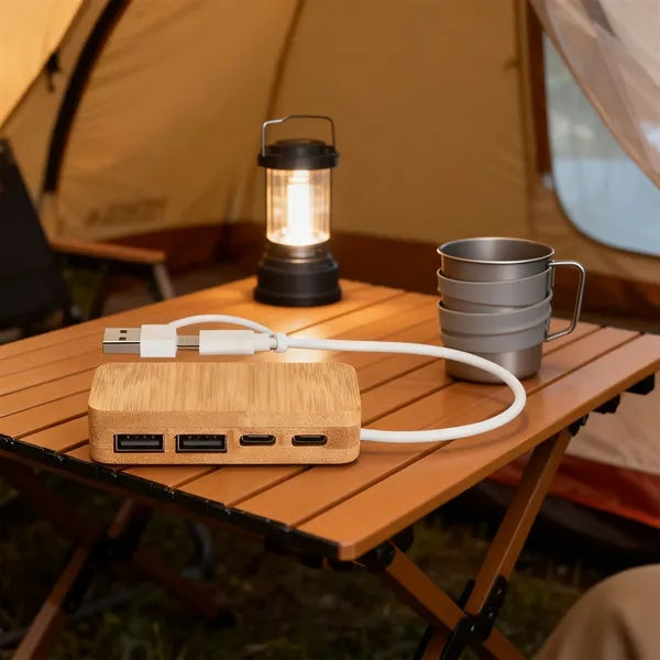 Multifunctional Bamboo USB Hub Distributor