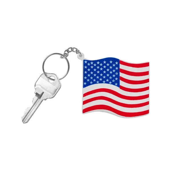 Patriotic American Flag Shape Stress Ball Keychain