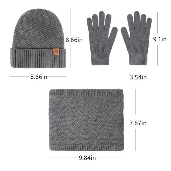 Winter Hats Scarf and Gloves Set for Men