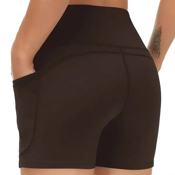 High Waist Breathable Polyester Workout Shorts w/ Pockets