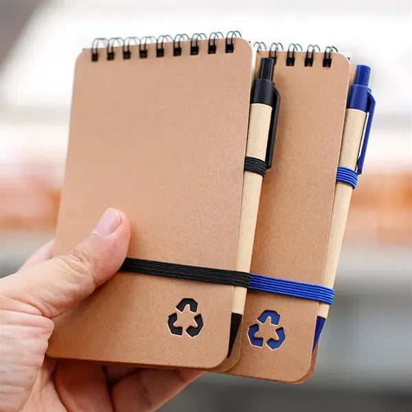 Eco Friendly Spiral Notebook with Matching Recycled Pen Set