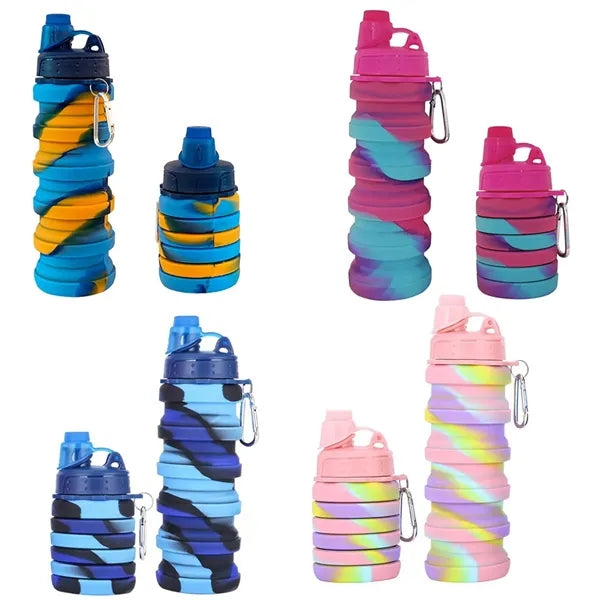 16OZ Leakproof Portable Collapsible Silicone Water Bottles