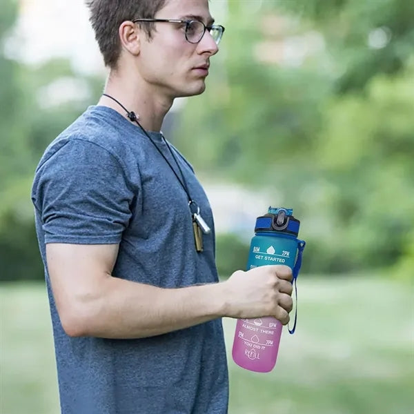 Fitness Sports Water Bottle With Strap And Straw
