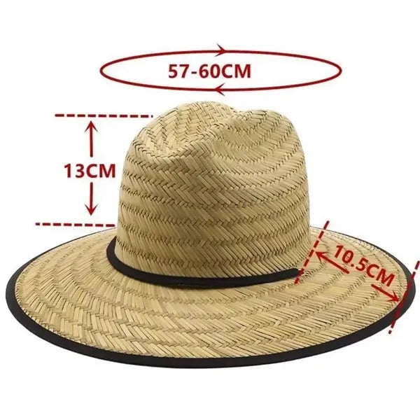 Wide Brim Straw Sun Hat with Patch