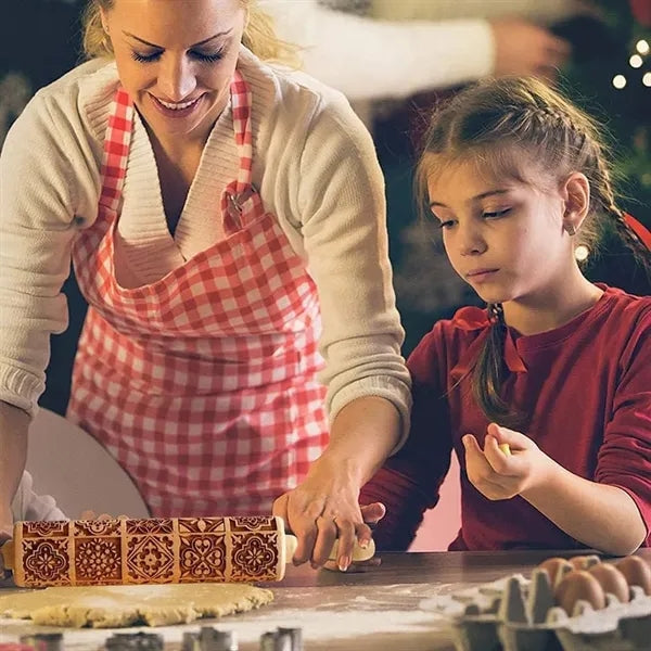 Engraved Embossing Wooden Rolling Pin