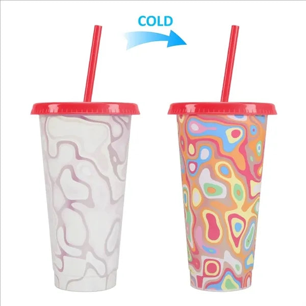 Christmas 24 Oz Color Changing Straw Cup When Cold