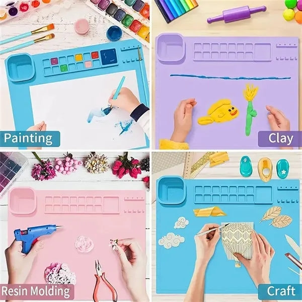 Silicone Painting Mat With Cup And Color Palette
