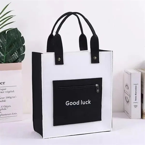 Eco-Friendly Felt Tote Bag With Zippered Pocket