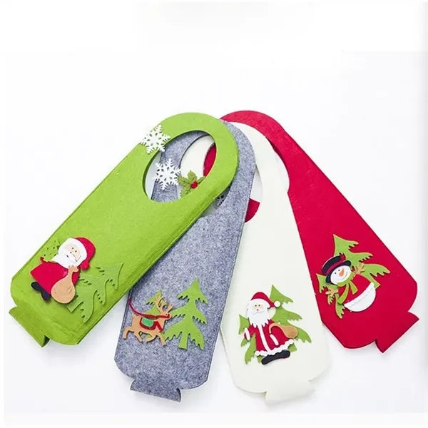 Christmas Felt Portable Wine Carrier Bag