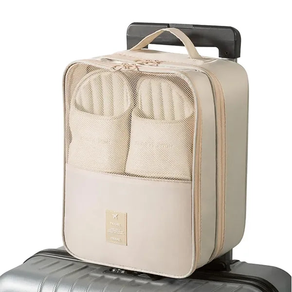 Waterproof Travel Storage Three-Layer Shoe Bag with Handle