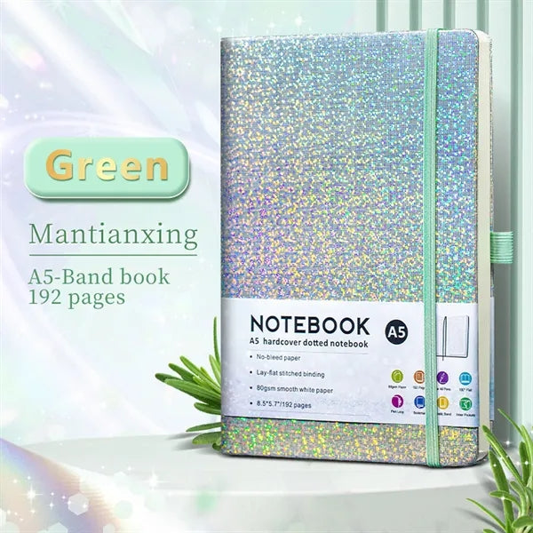 Iridescent Glitter Hardcover A5 Notebook w/ Ribbon Bookmark