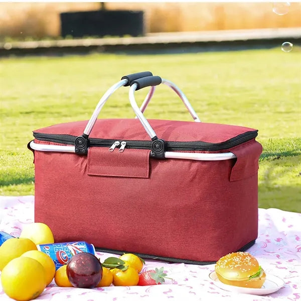 Insulated Cooler Foldable Picnic Basket with Handles